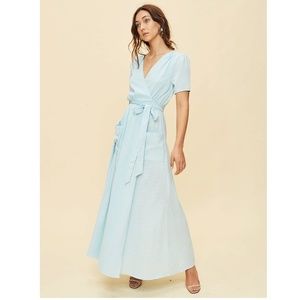 NEW LPA Dress 530 Sky Blue Maxi Dress Blue Stripe N74